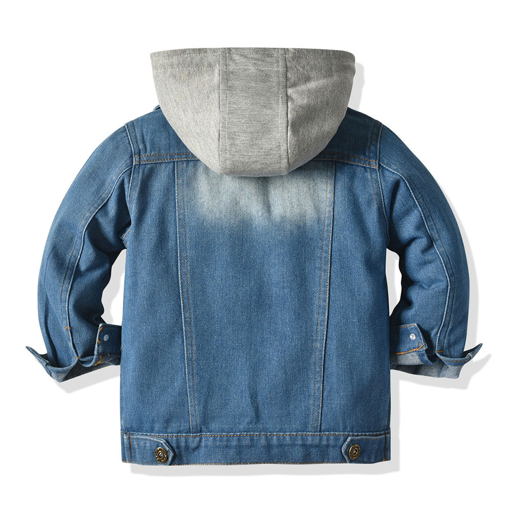 Children's Fake Denim Jacket, Children's Hooded Fashion Casual Top