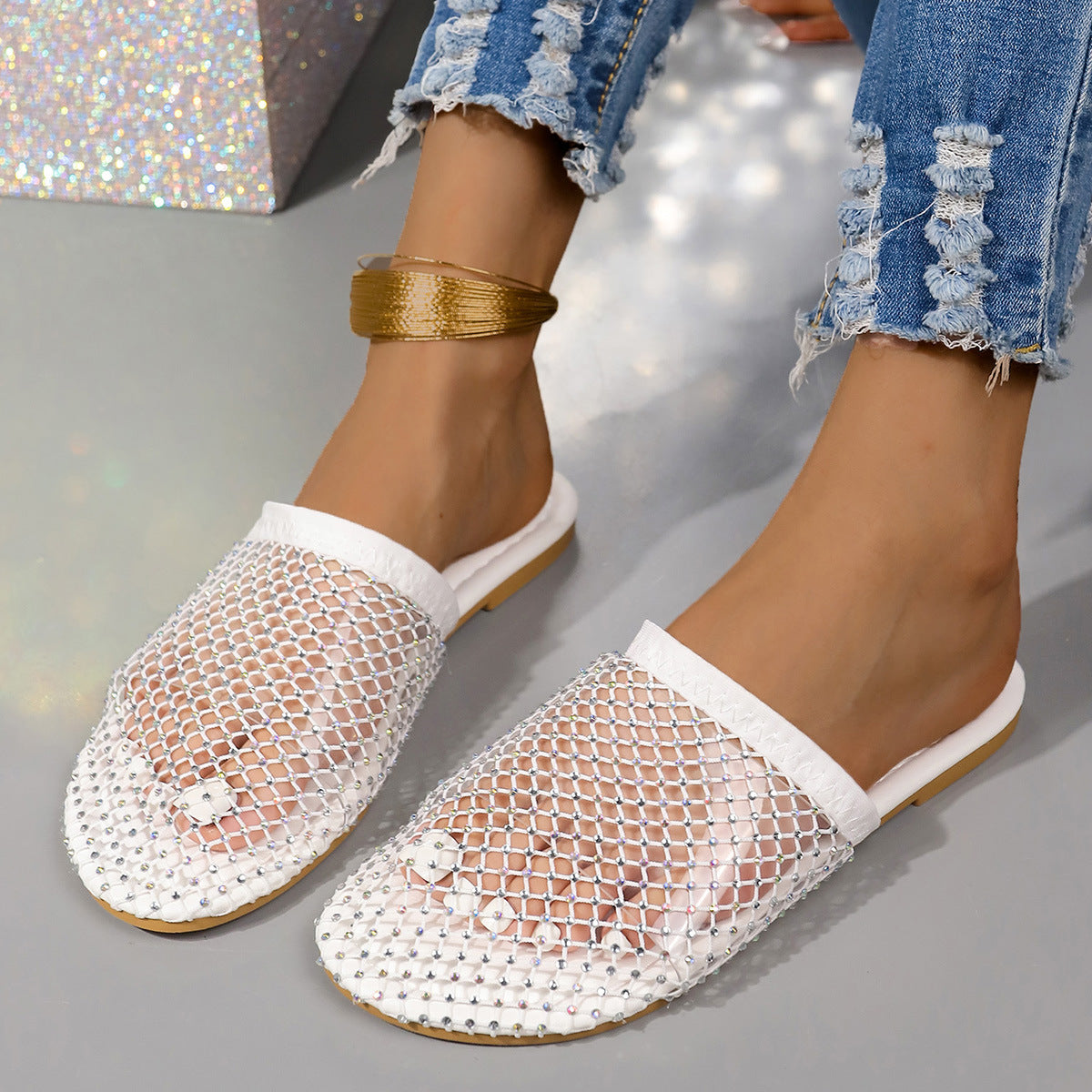 Hollow-toe Transparent Sandals With Rhinestones Summer Fashion sandal