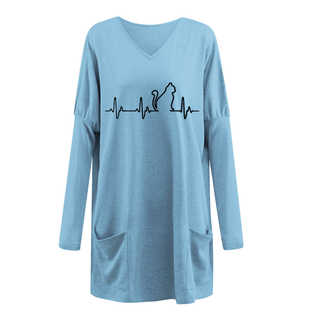 V-neck Sweatshirt Loose Tops