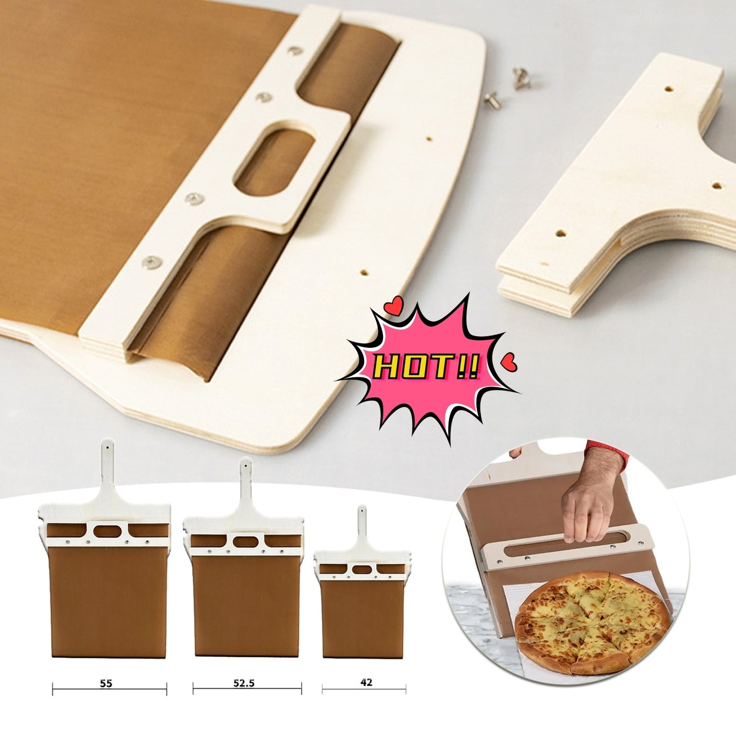 3 Sizes Sliding Pizza Peel Shovel Storage Board Pizza Scorrevole Wooden Handle Transfer Pizza