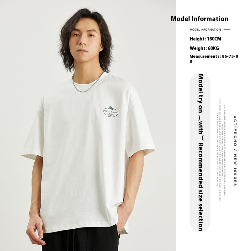 TRAVEL A ROUTE Vintage Print Short Sleeves T-shirt
