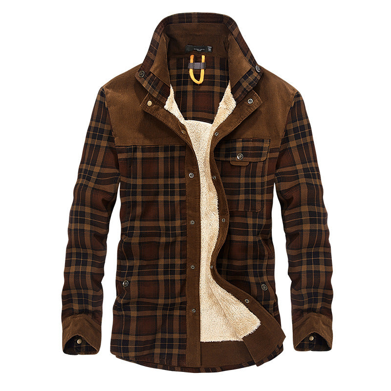 "Polar Expedition: Men's Thicken Warm Fleece Cotton Plaid Jacket"