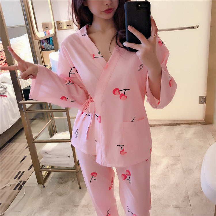 Japanese-style printed home service suit