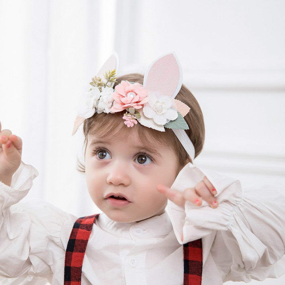 Ear Mesh Lace Patchwork Combination Flower Children's Headwear