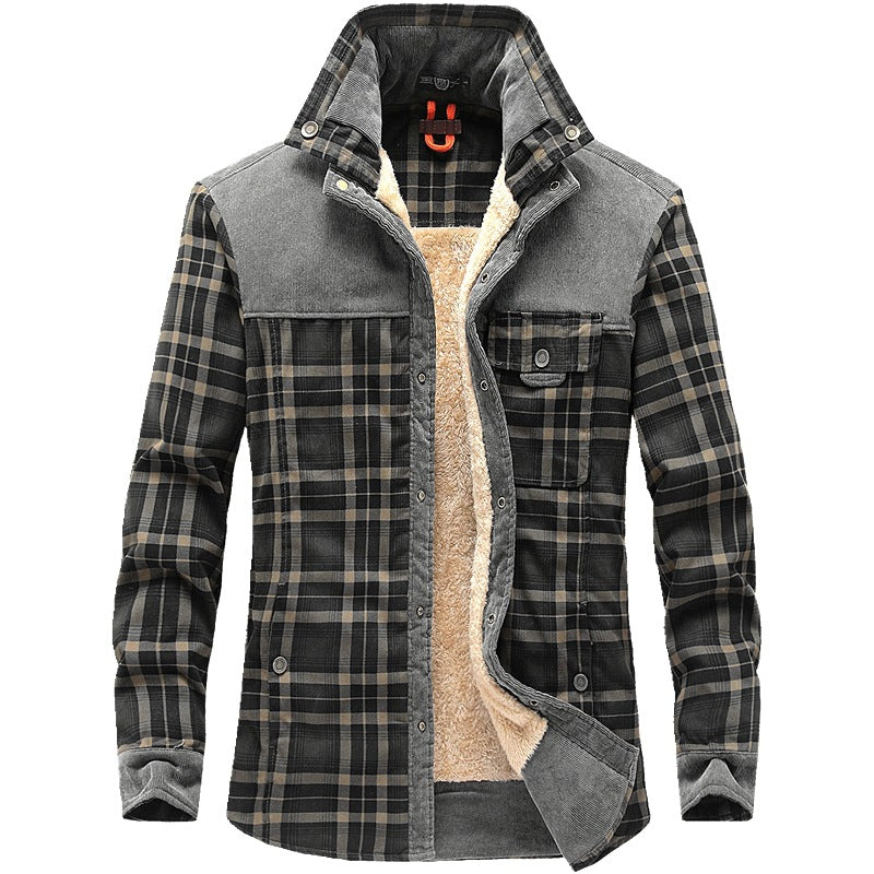 "Polar Expedition: Men's Thicken Warm Fleece Cotton Plaid Jacket"
