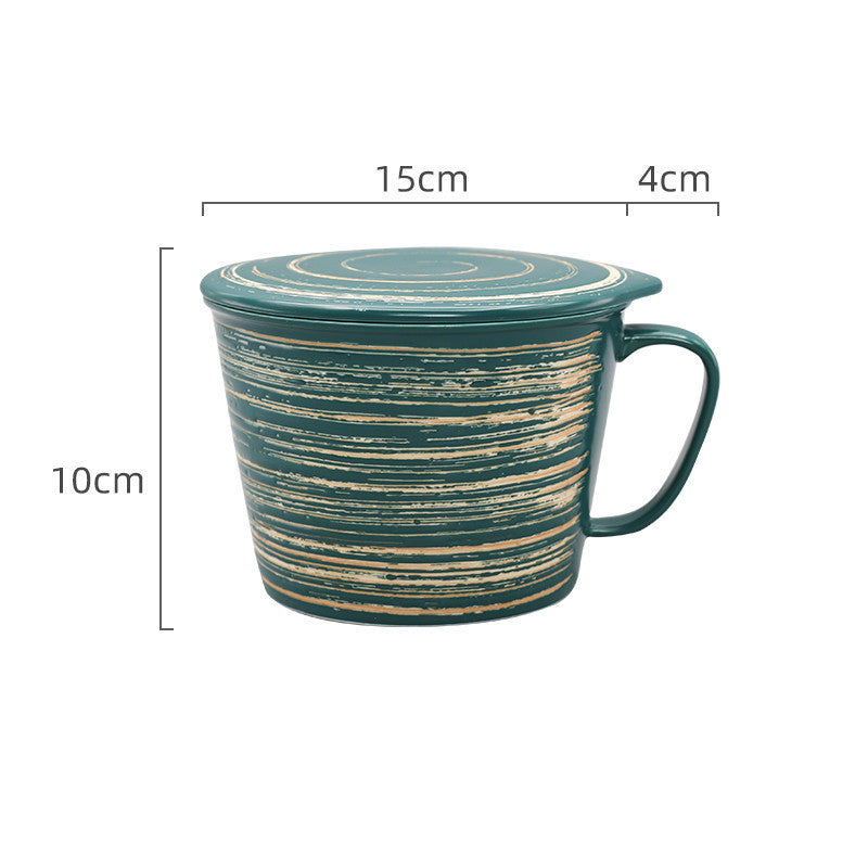 Noodle Cup Breakfast Cup With Lid Ceramic