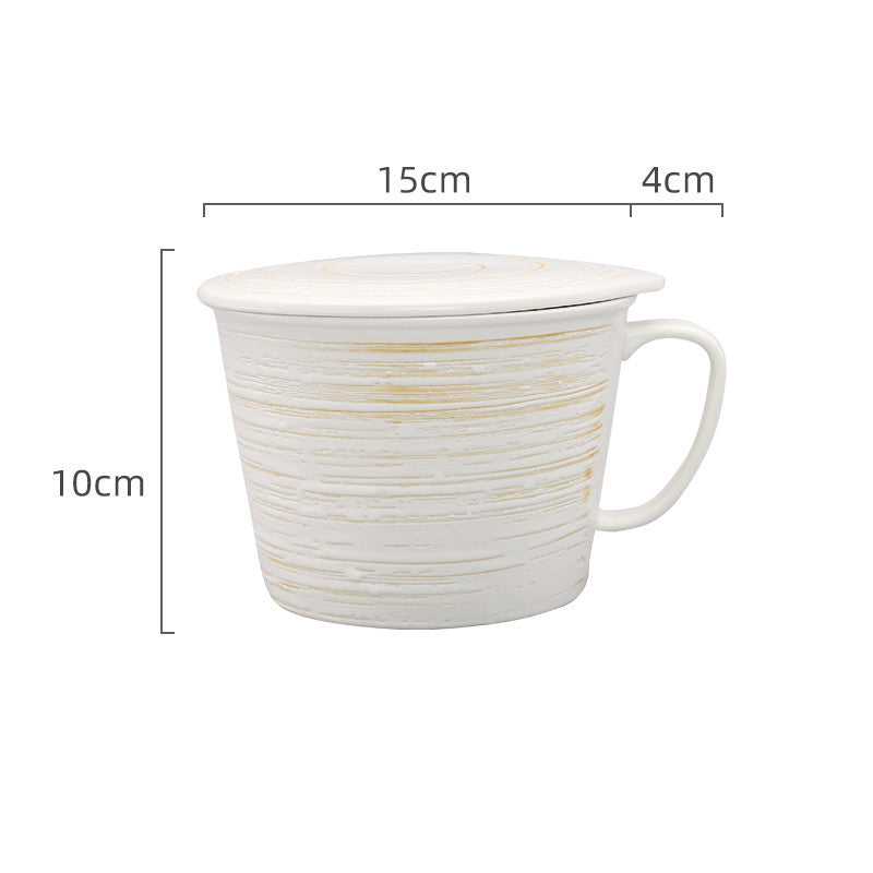Noodle Cup Breakfast Cup With Lid Ceramic