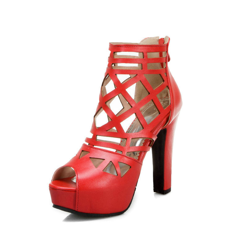 Hollow High Heel Fish Mouth Open Toe Sandals