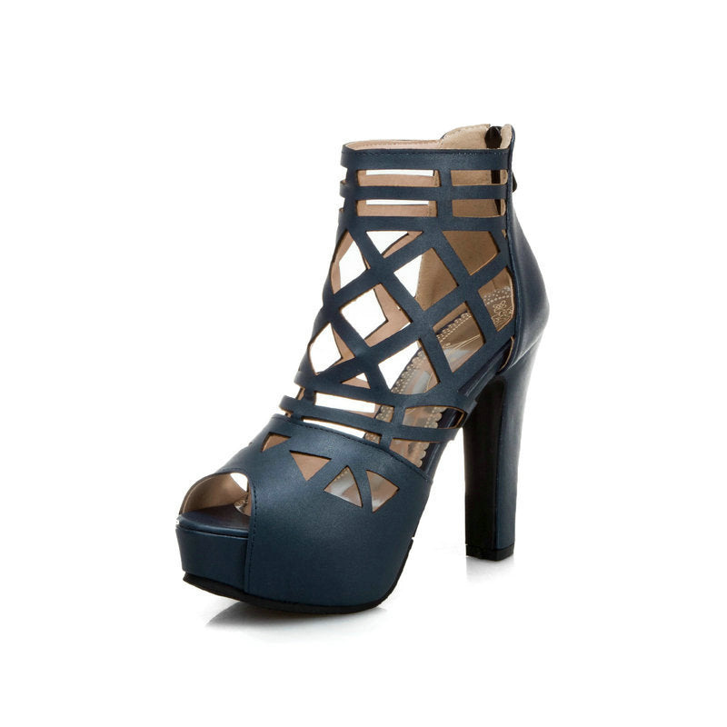 Hollow High Heel Fish Mouth Open Toe Sandals