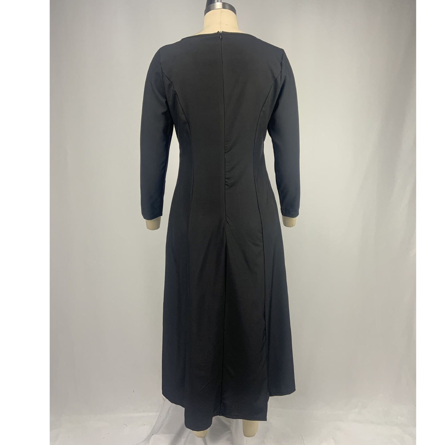 "Seasonal Harmony Long-Sleeved Soirée Dress"