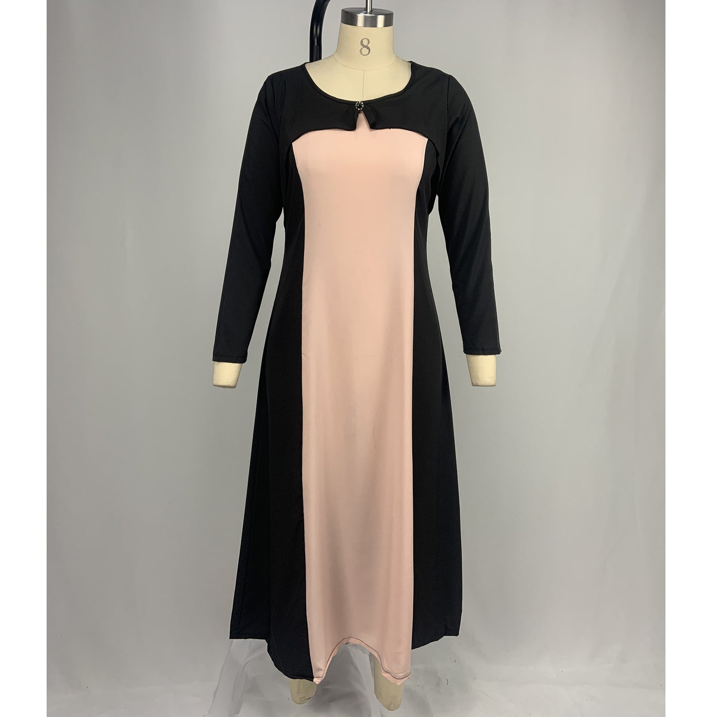 "Seasonal Harmony Long-Sleeved Soirée Dress"