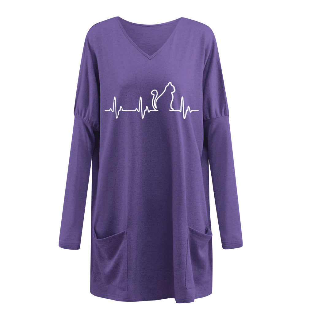 V-neck Sweatshirt Loose Tops