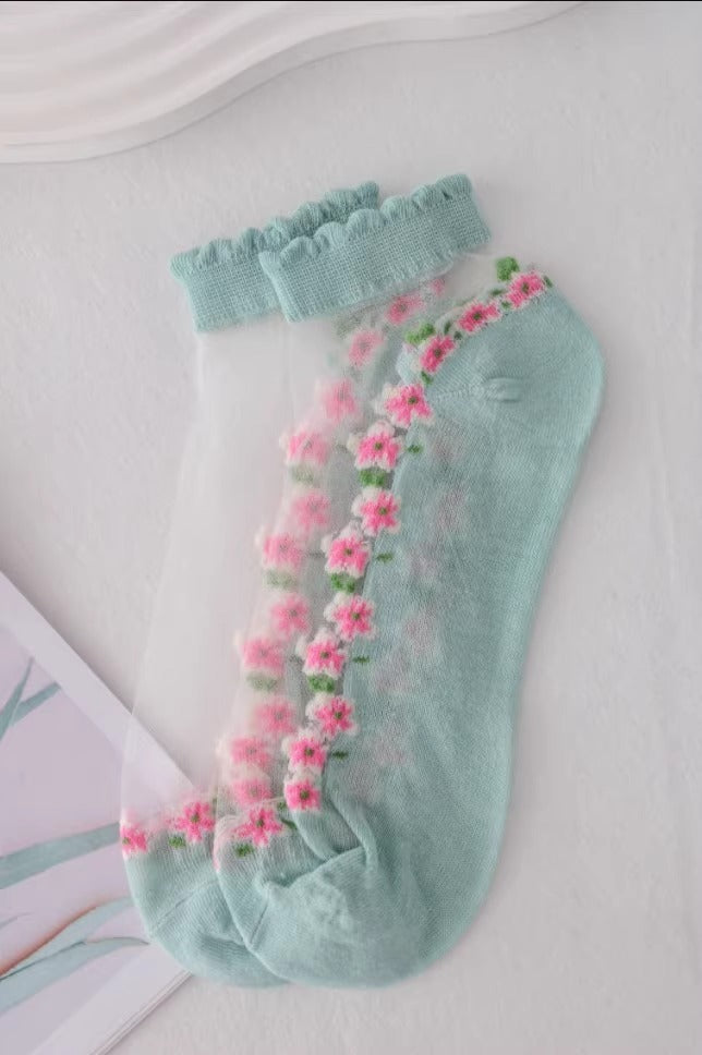 Thin Spun Glass Mesh Breathable Ankle Socks
