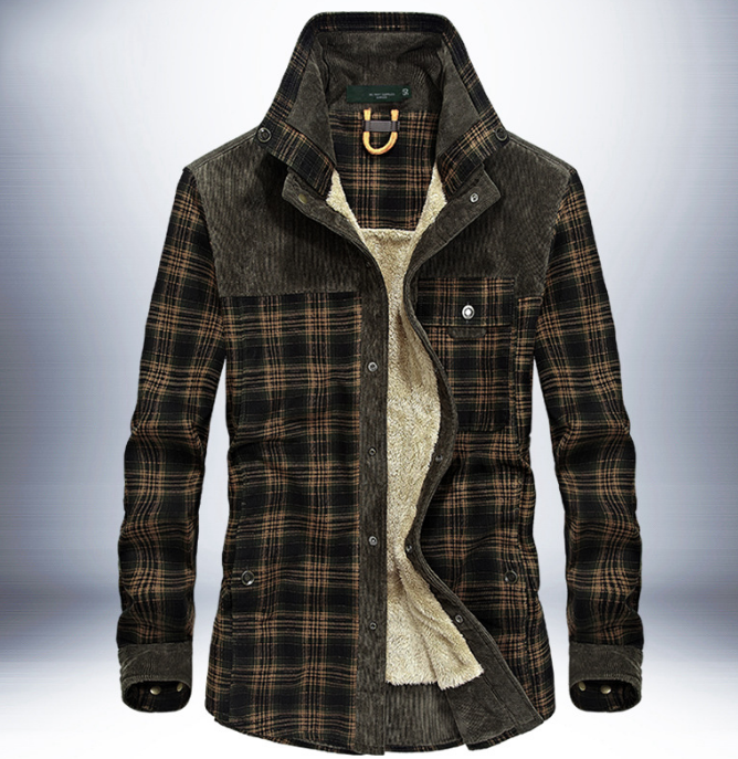 "Polar Expedition: Men's Thicken Warm Fleece Cotton Plaid Jacket"