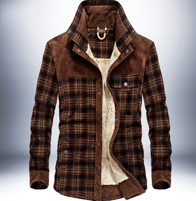 "Polar Expedition: Men's Thicken Warm Fleece Cotton Plaid Jacket"