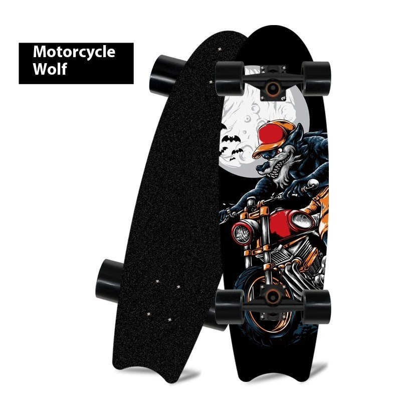 Single Warped Brush Street Board Fishtail Skateboard Maple Scooter Board Surfboard