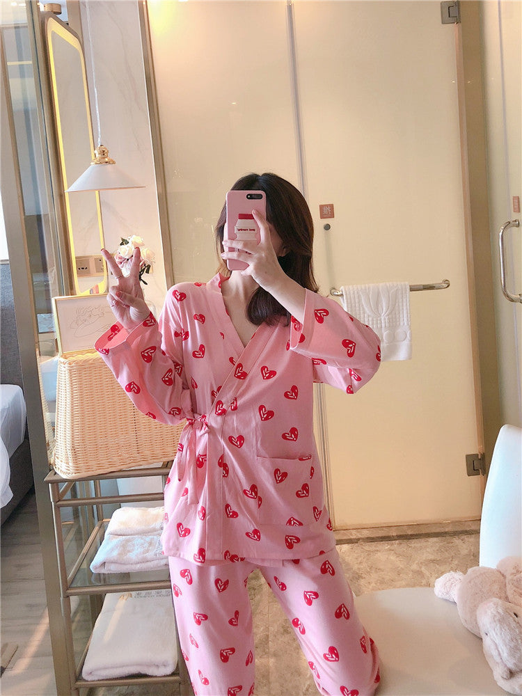 Japanese-style printed home service suit