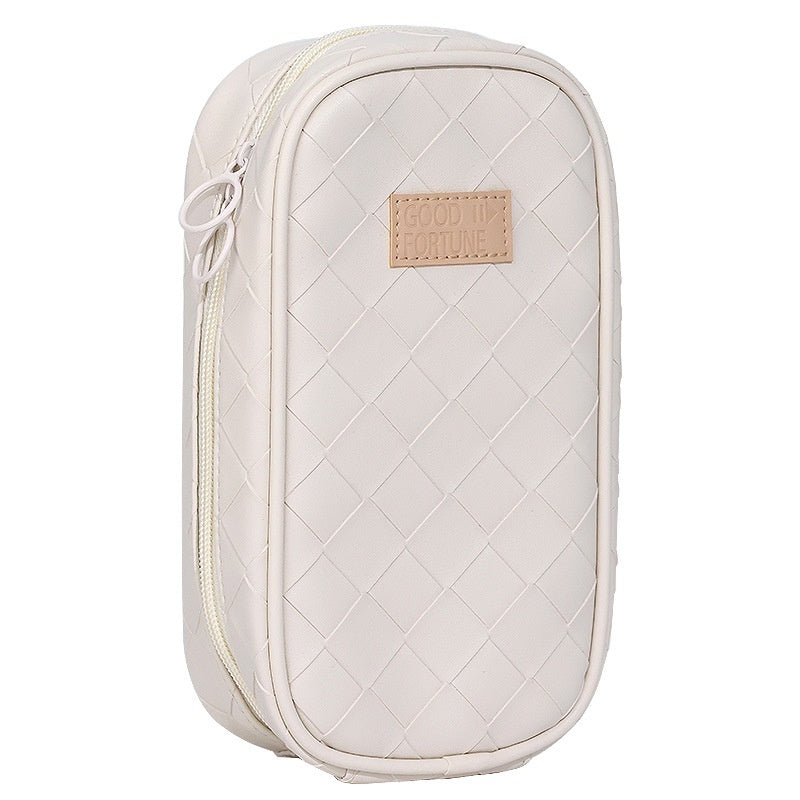 Large Capacity Woven Diamond Plaid Pencil Case