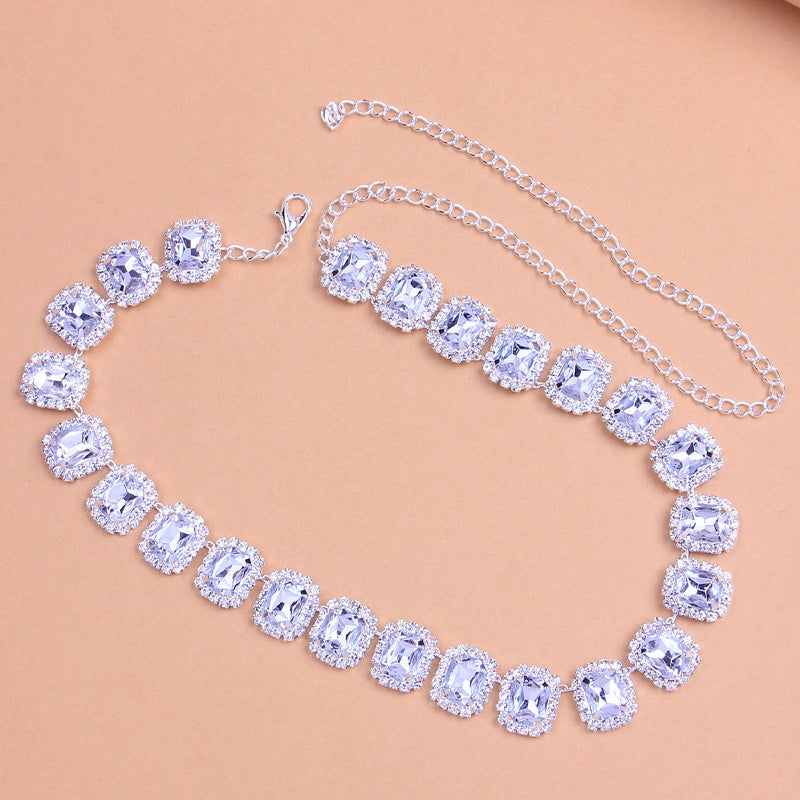 Colorful Crystal Fashion Square Stone Necklace