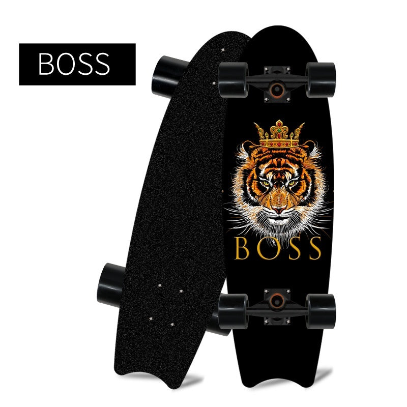 Single Warped Brush Street Board Fishtail Skateboard Maple Scooter Board Surfboard
