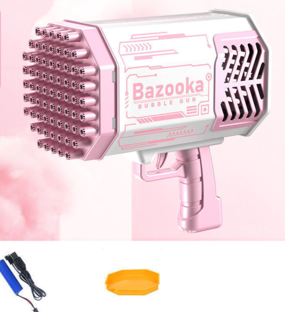 Bubble Gun Rocket Holes Soap Bubbles Machine Gun Automatic Blower With Light Toys For Kids