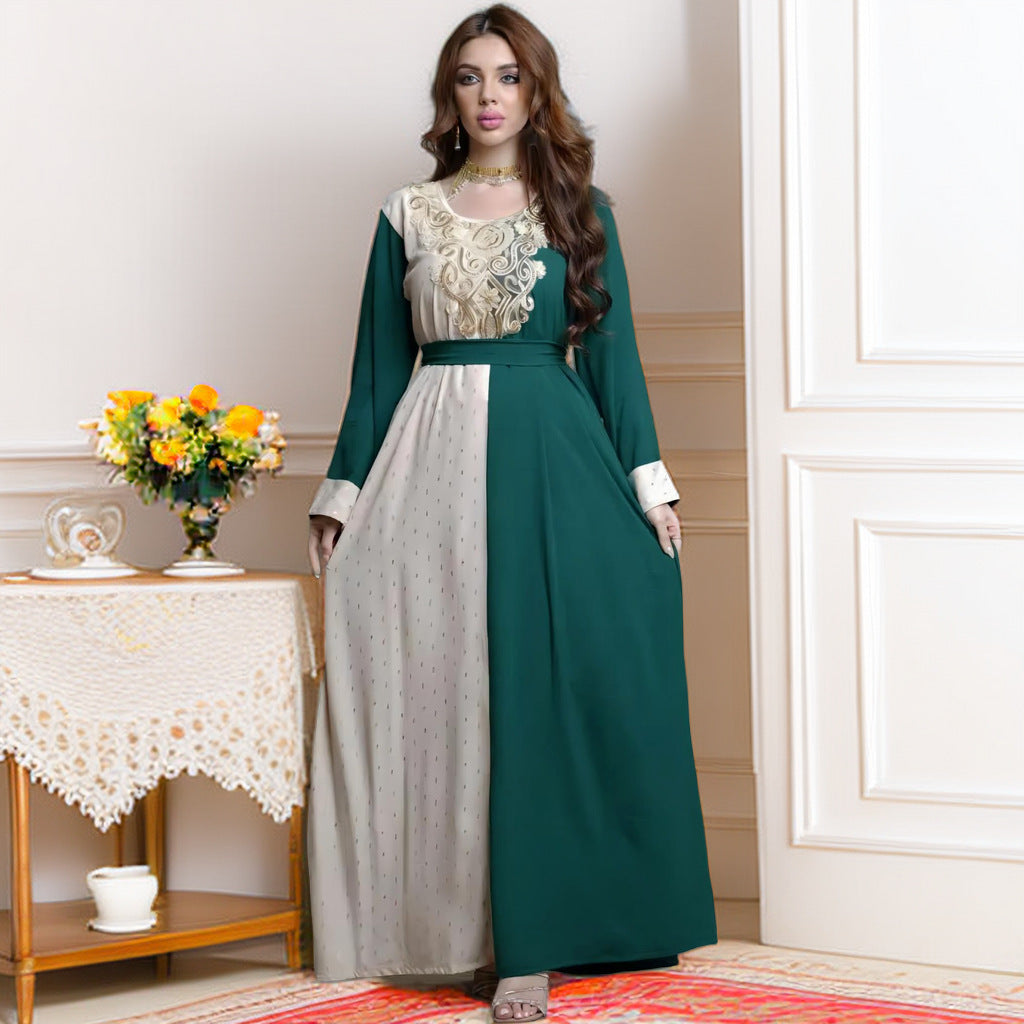 Embroidery Applique Arabic Tunic Robe Dress