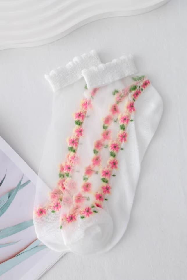 Thin Spun Glass Mesh Breathable Ankle Socks