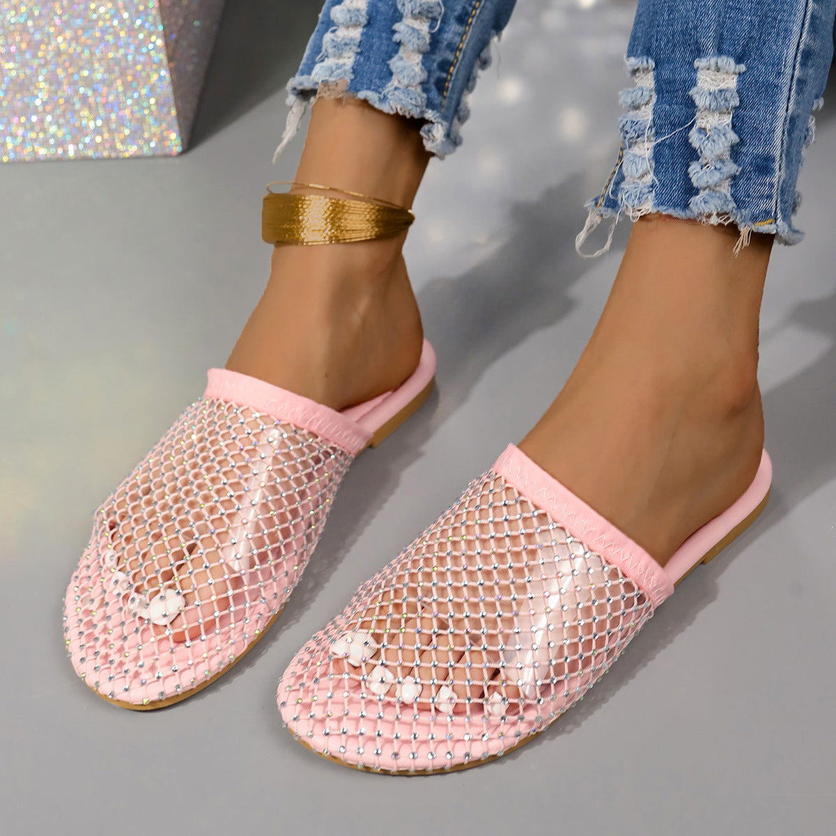 Hollow-toe Transparent Sandals With Rhinestones Summer Fashion sandal
