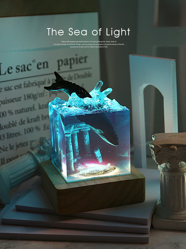 Ocean Whale Usb Couple Small Night Lamp Resin Decorations