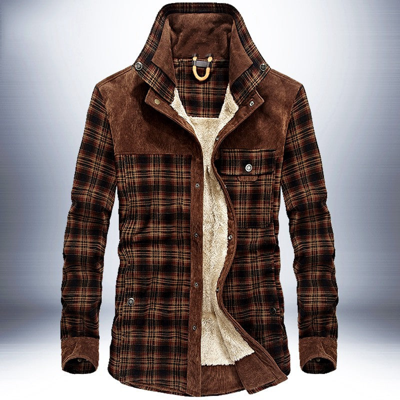 "Polar Expedition: Men's Thicken Warm Fleece Cotton Plaid Jacket"