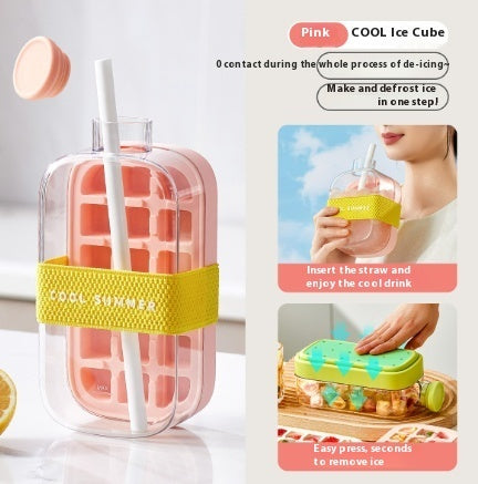 One-Click Molding Cooling Cup,Instant Ice Maker,,Straw Included,Curling Mold,Portable & Stylish Chilled Drink