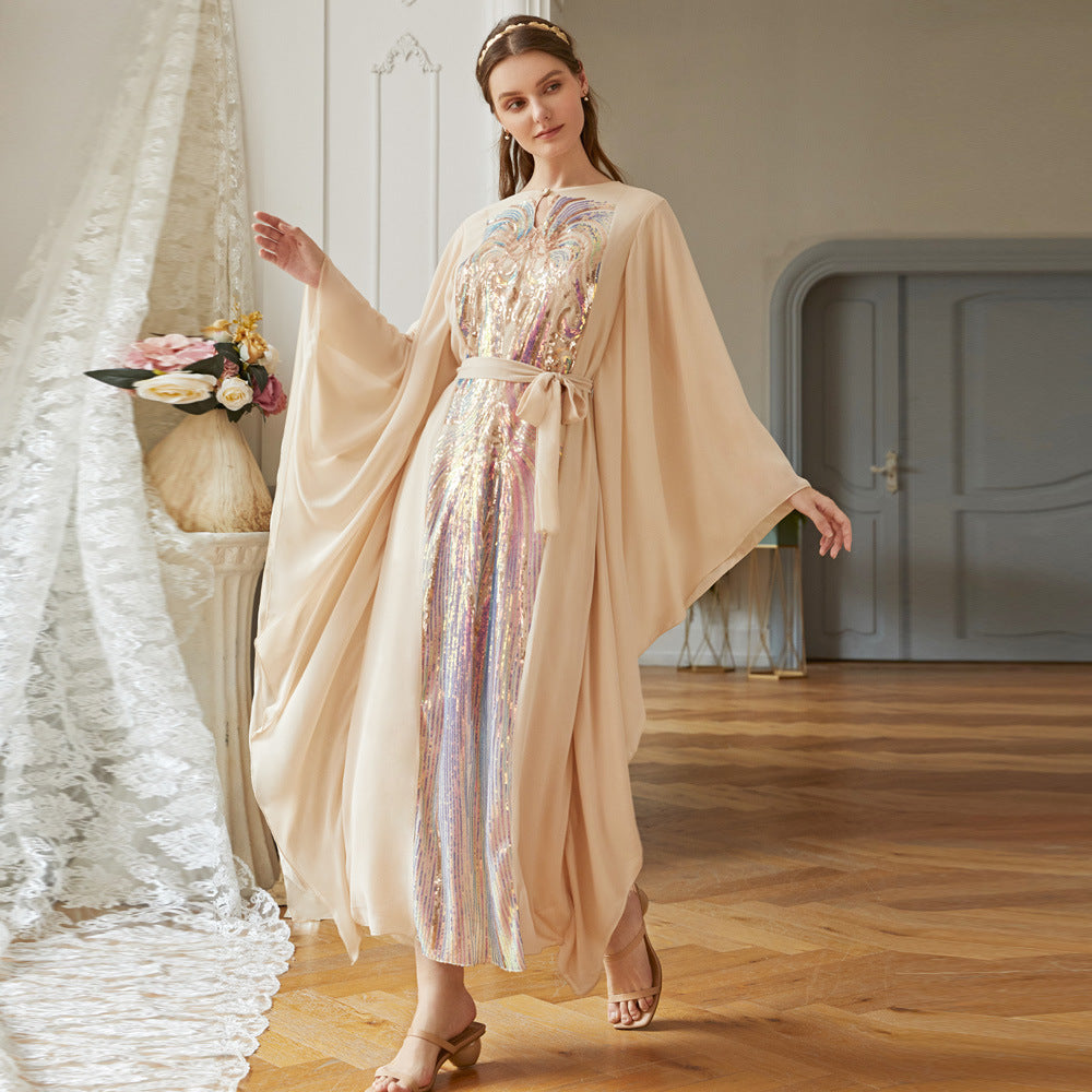 Colorful Butterfly Sleeve Dress