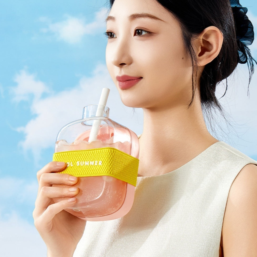 One-Click Molding Cooling Cup,Instant Ice Maker,,Straw Included,Curling Mold,Portable & Stylish Chilled Drink