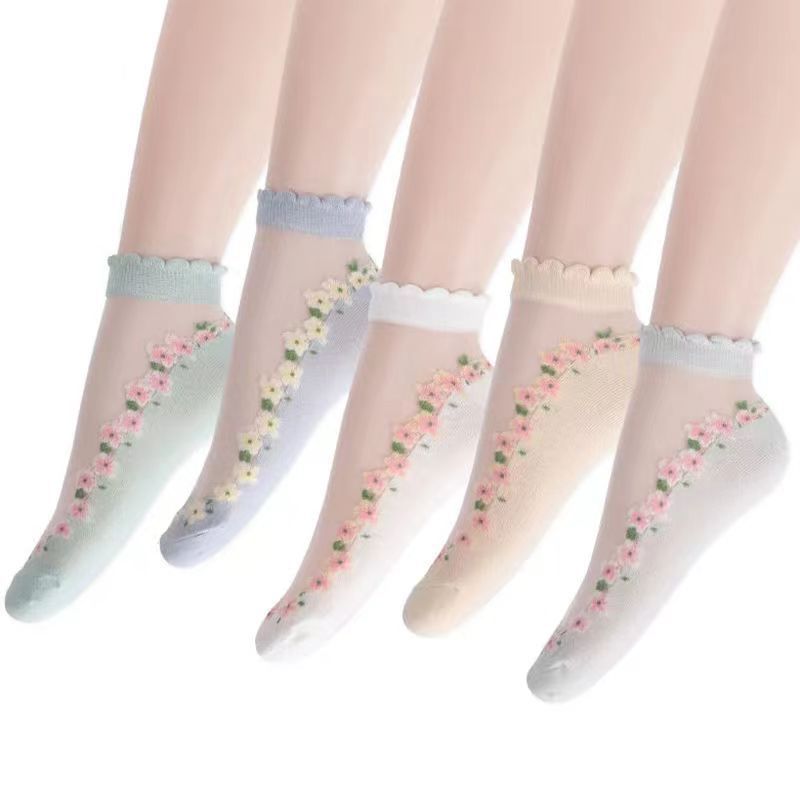 Thin Spun Glass Mesh Breathable Ankle Socks