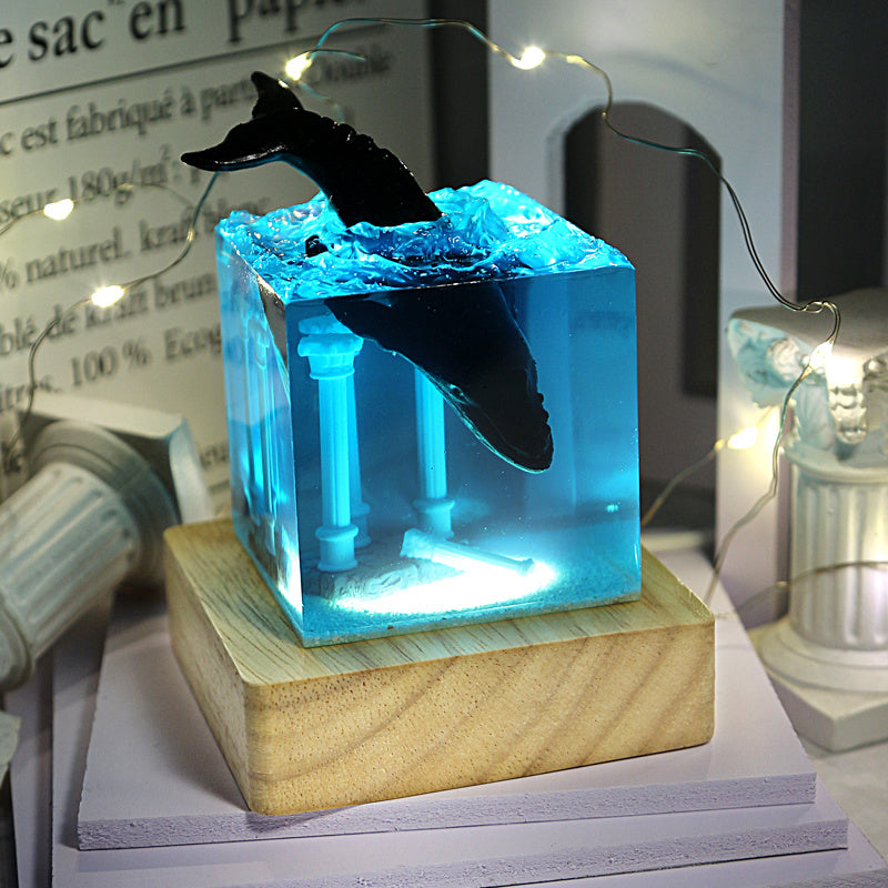 Ocean Whale Usb Couple Small Night Lamp Resin Decorations