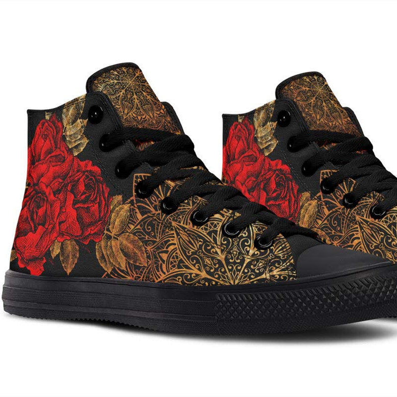 Color Printing High-top Canvas Shoes