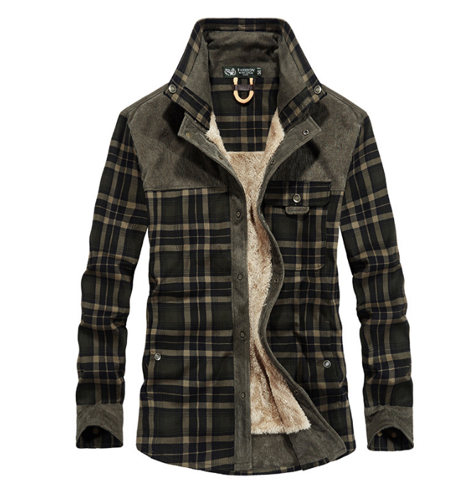 "Polar Expedition: Men's Thicken Warm Fleece Cotton Plaid Jacket"