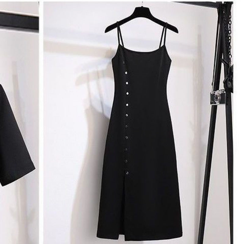 Summer Women's Clothing Temperament Suit Sling Dress Two-piece Set