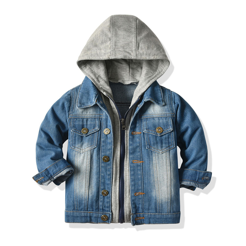Children's Fake Denim Jacket, Children's Hooded Fashion Casual Top