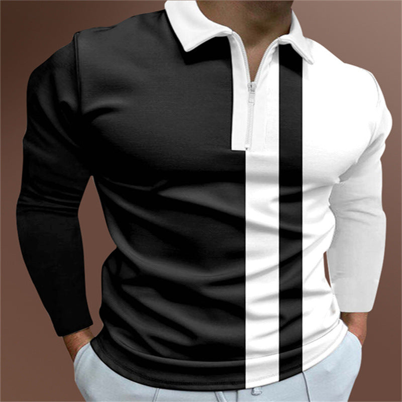 "Stripe Fusion: Men's Lapel Polo Tee"
