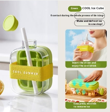 One-Click Molding Cooling Cup,Instant Ice Maker,,Straw Included,Curling Mold,Portable & Stylish Chilled Drink