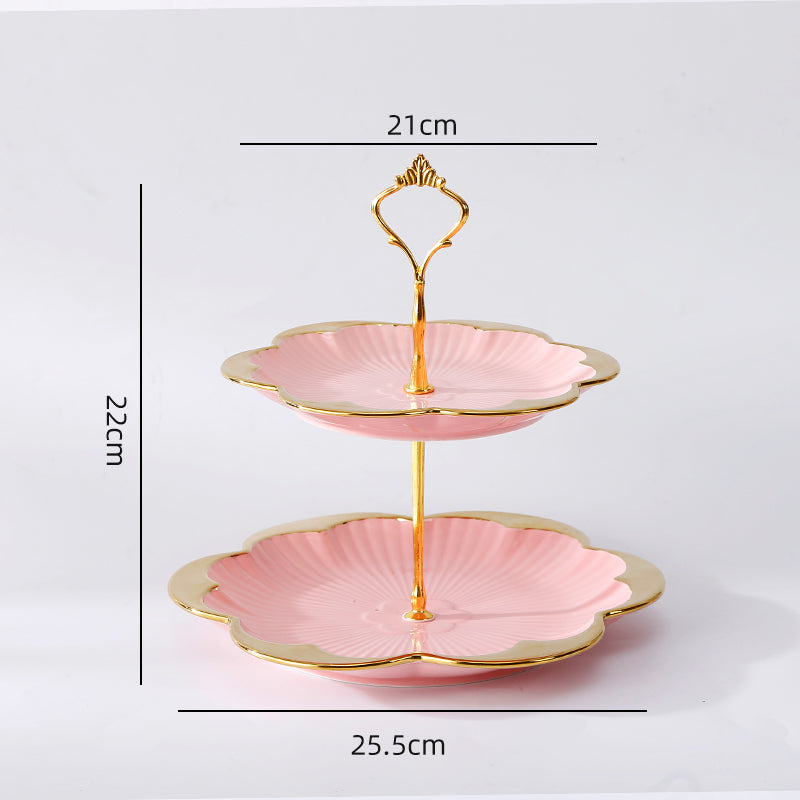 Ceramic Fruit Plate Home Living Room Light Luxury Creative Multi-layer Dessert Fruit Plate