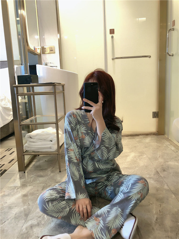 Japanese-style printed home service suit