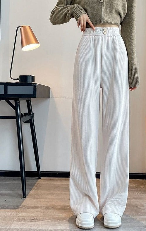 Thick Lambskin Women's Wide-leg Pants Autumn And Winter Loose