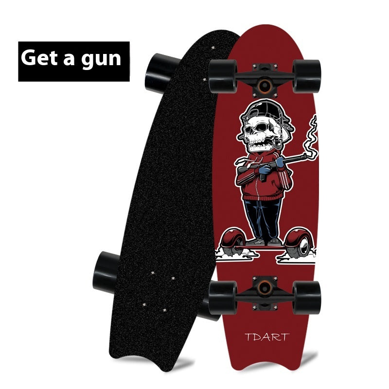 Single Warped Brush Street Board Fishtail Skateboard Maple Scooter Board Surfboard