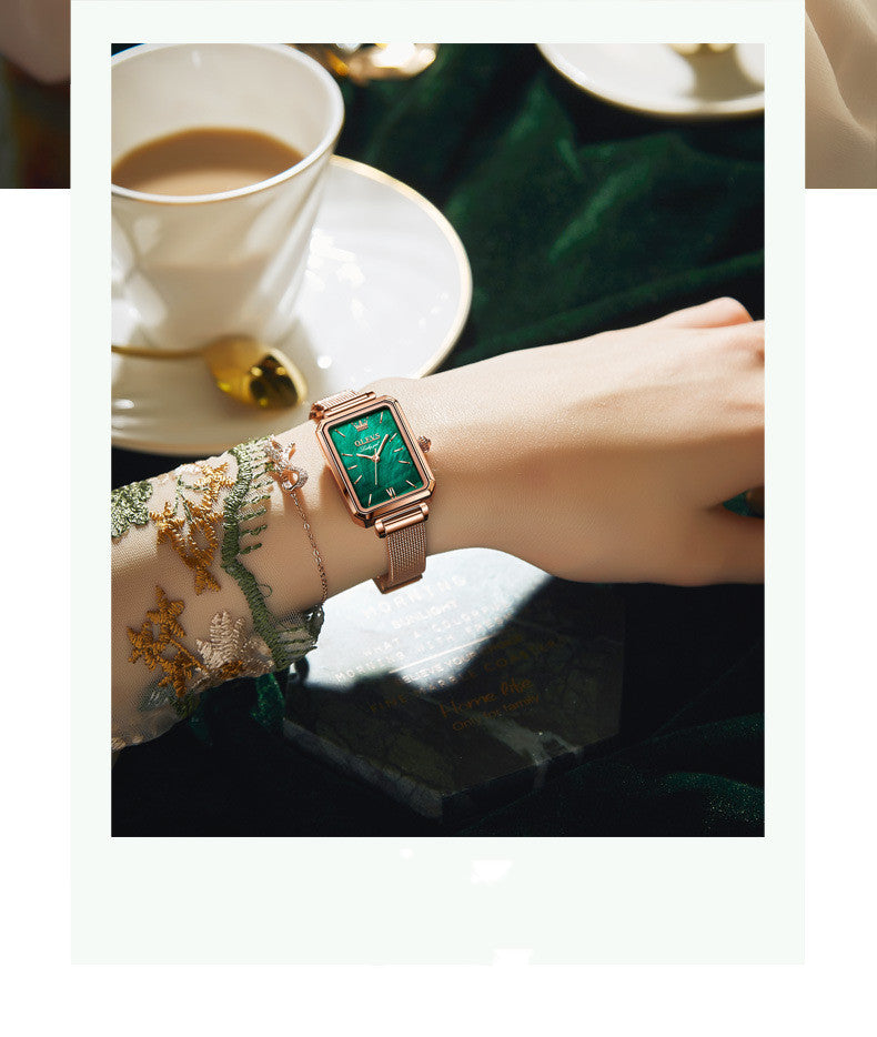 Oris OLEVS Brand Watch Small Green Watch Waterproof Belt Ladies Watch Women