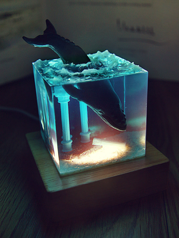 Ocean Whale Usb Couple Small Night Lamp Resin Decorations