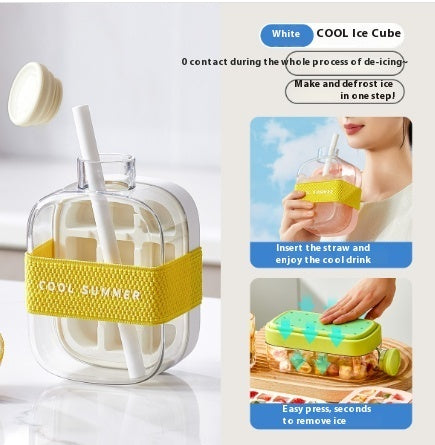 One-Click Molding Cooling Cup,Instant Ice Maker,,Straw Included,Curling Mold,Portable & Stylish Chilled Drink