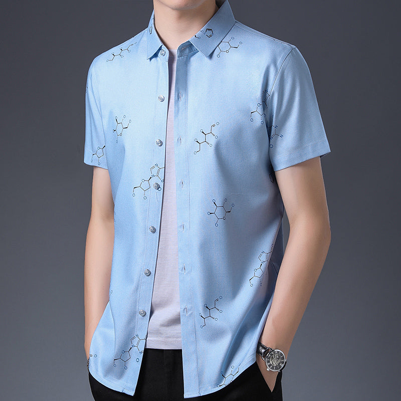 Men's thin printed short-sleeved shirt