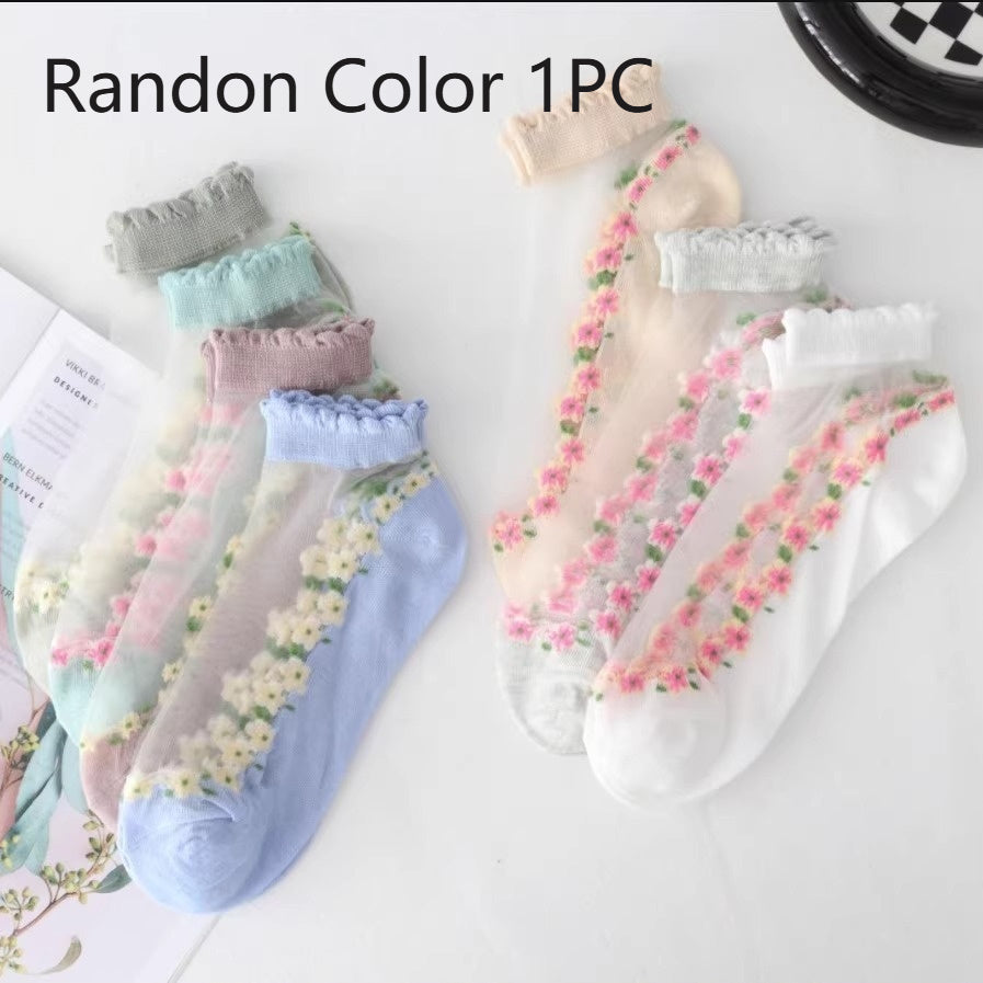 Thin Spun Glass Mesh Breathable Ankle Socks
